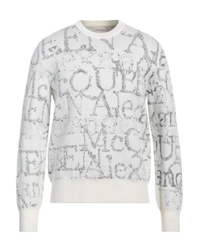Alexander Mcqueen Man Sweater White Size M Wool, Viscose, Metallic Fiber