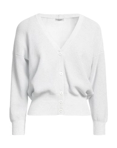 Peserico Woman Cardigan Light Grey Size 6 Cotton, Polyamide, Polyester