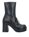 VERSACE VERSACE WOMAN ANKLE BOOTS BLACK SIZE 10 LEATHER