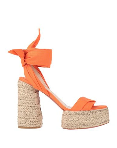 Christian Louboutin Woman Espadrilles Orange Size 11 Textile Fibers