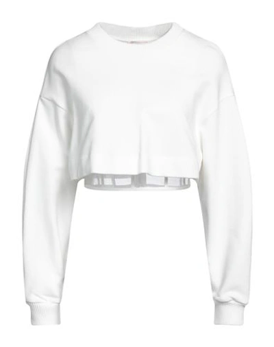 Alexander Mcqueen Woman Sweatshirt White Size 6 Cotton, Polyamide