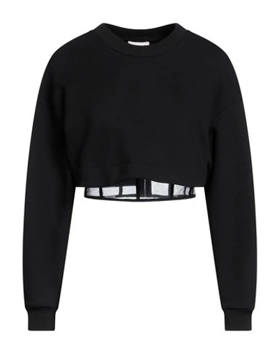 Alexander Mcqueen Woman Sweatshirt Black Size 2 Cotton, Polyamide