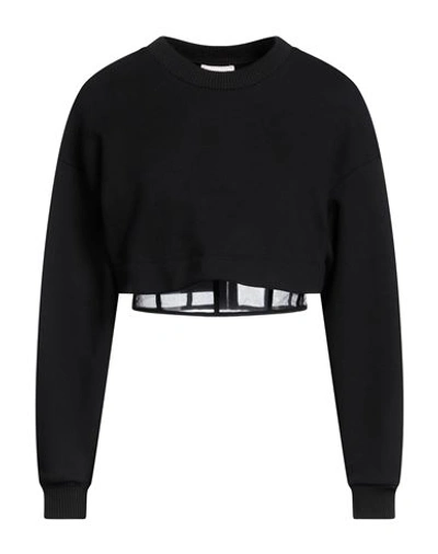Alexander Mcqueen Woman Sweatshirt Black Size 10 Cotton, Polyamide
