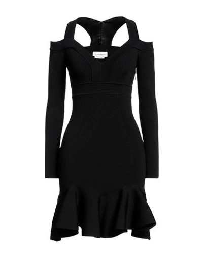 Alexander Mcqueen Woman Mini Dress Black Size M Viscose, Polyester, Polyamide, Elastane