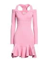 Alexander Mcqueen Woman Mini Dress Pink Size M Viscose, Polyester, Polyamide, Elastane
