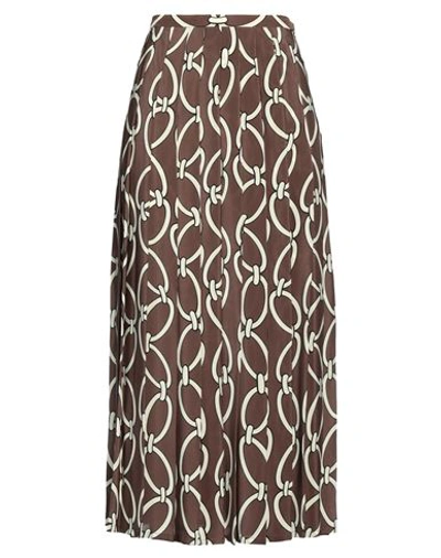 VALENTINO VALENTINO GARAVANI WOMAN MIDI SKIRT BROWN SIZE 6 SILK