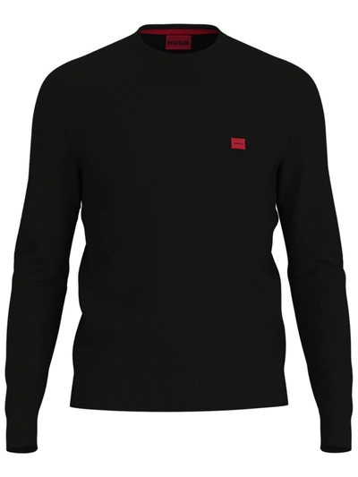 Hugo Boss San Cassius Mens Cotton Logo Crewneck Sweater In Black
