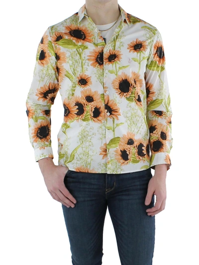 Inc Mens Floral Stretch Button-down Shirt In Green