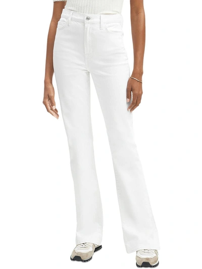 7 For All Mankind Womens High Rise Split Hems Bootcut Jeans In White