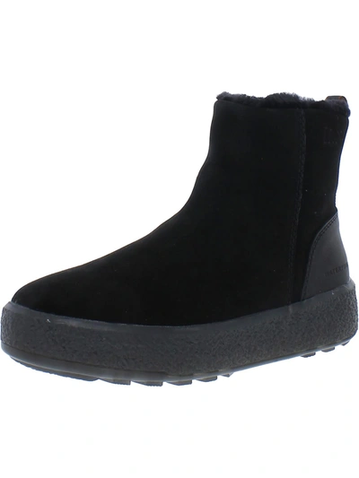 Cougar Broom Womens Suede Sheep Fur Ankle Boots In Black