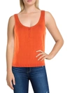 7 For All Mankind High Shine Womens Ribbed Knit 1/4 Zip Tank Top In Multi