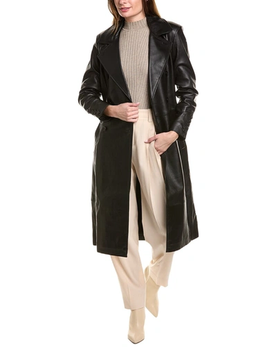 Lamarque Erma Leather Trench Coat In Black