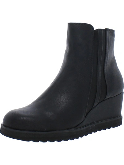 Yellowbox Ceffa Womens Faux Leather Ankle Wedge Boots In Black