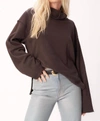 PROJECT SOCIAL T NICOLA FUNNEL NECK SWEATSHIRT IN BLACK BROWN