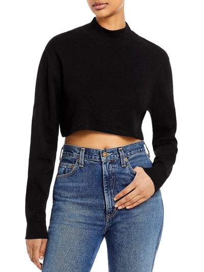 Re/done Womens Mock Neck Pullover Cropped In Black