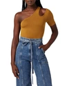 Hudson Asymmetric Cutout One-shoulder Bodysuit In Beige