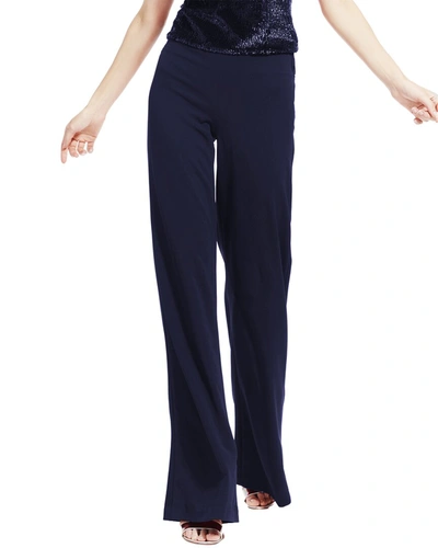 Emily Shalant Stretch Crepe Wide Leg Pant In Blue