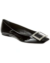 Roger Vivier Trompette Metal Buckle Ballerinas In Black Leather In Black