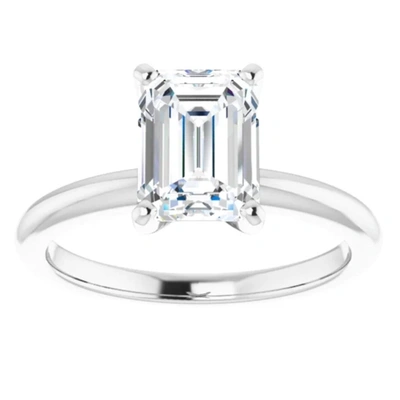 Pompeii3 Platinum 2.03ct Certified Emerald Diamond Engagement Ring Lab Grown In Silver