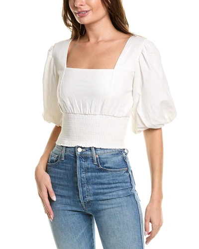 Sole Smocked Linen-blend Top In White