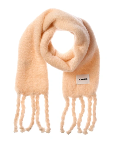 Jil Sander Logo Long Mohair & Wool-blend Scarf In Pink