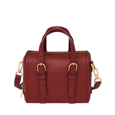 Fossil Carlie Mini Leather Satchel Bag In Red