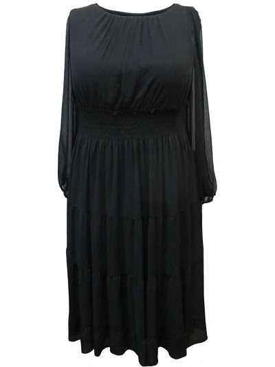 Taylor Plus Womens Tiered Long Maxi Dress In Black