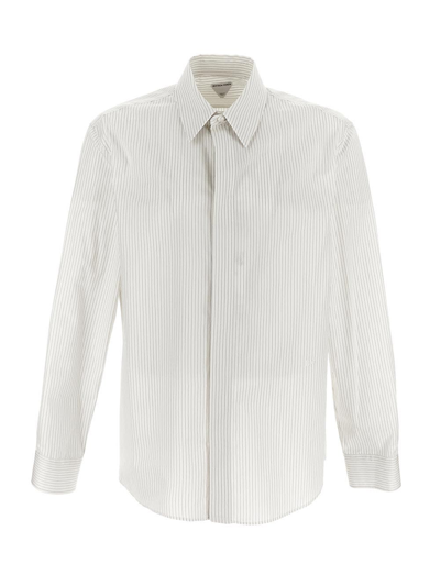Bottega Veneta Pinstripe Cotton Shirt In White