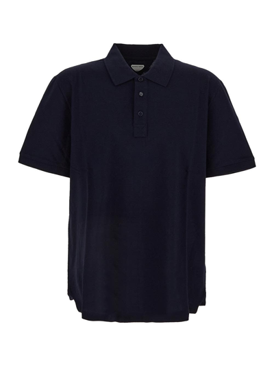 Bottega Veneta Men's Cotton Pique Polo Shirt In Navy