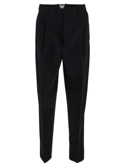 Bottega Veneta Pleated Twill Trousers In Black