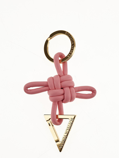 Bottega Veneta Nappa Keyring In Pink