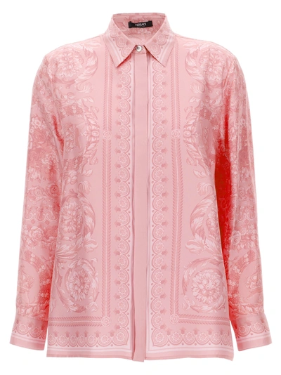 Versace Barocco Printed Buttoned Shirt In Pale Pink