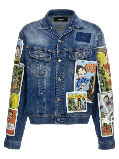 Dsquared2 X Betty Boop Printed Denim Jacket In Azul