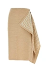 Fendi Asymmetric Wool Blend Skirt With Logoed Ribbon In Camel