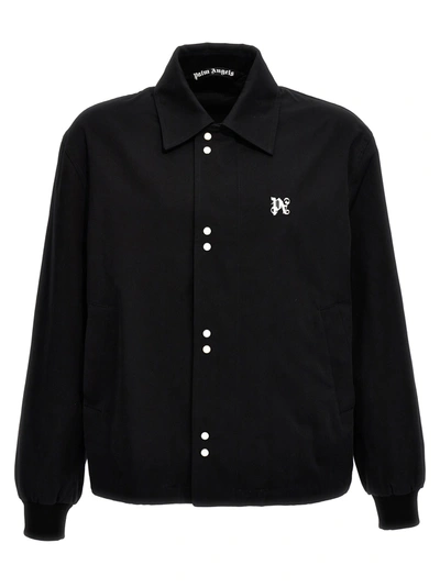 Palm Angels Monogram-embroidered Cotton Coach Jacket In Black  