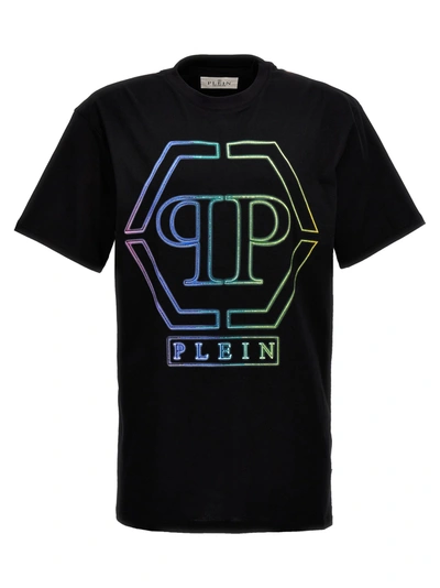 Philipp Plein Hexagon-logo Rhinestone-embellished T-shirt In Black