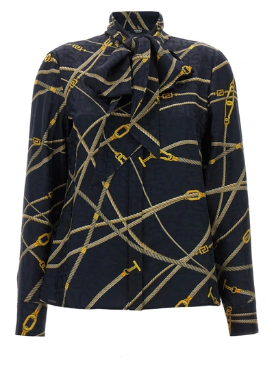Versace Ropes Blouse In Blue+gold