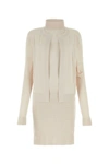 Fendi Light Pink Stretch Silk Blend Mini Dress In Almond