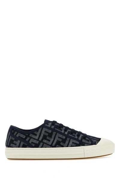 Fendi Domino Ff Jacquard Low-top Trainers In Navy