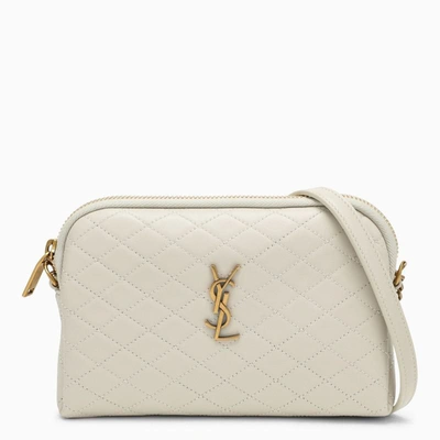 Saint Laurent Lou Medium Ysl Quilted Camera Crossbody Bag With Pocket In Crema Soft