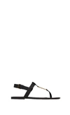 Saint Laurent Cassandra Logo Leather Sandals In T.moro