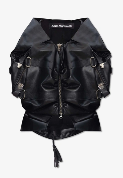 Junya Watanabe Cape-style Leather Jacket In Black