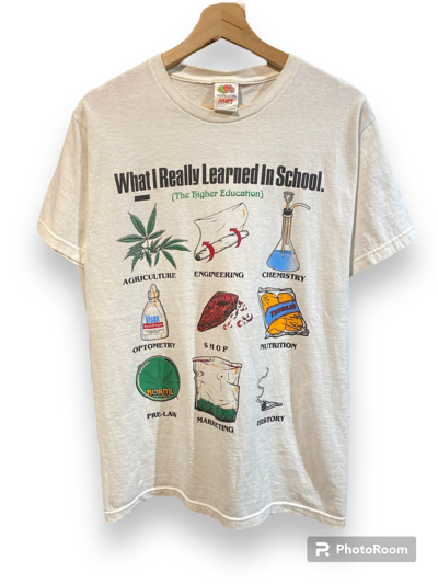 Pre-owned Humor X Vintage Y2k Marijuana What I Learned In School Tee In White
