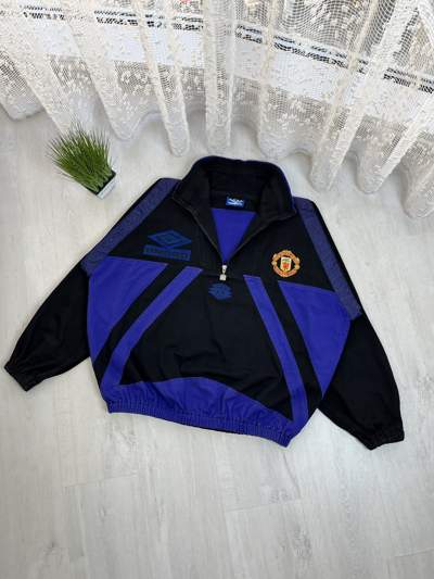 Pre-owned Manchester United X Soccer Jersey Vintage Umbro Manchester United 1994/1995 Training Jacket 90 In Black