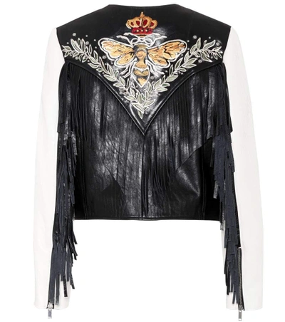 Isabel Marant Étoile Isabel Marant Etoile Kirk Embroidered Bubble Leather Jacket In Black,white