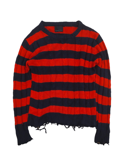 Pre-owned Number N Ine X Takahiromiyashita The Soloist Number (n)ine Red Striped Knit Sweater (size Medium)