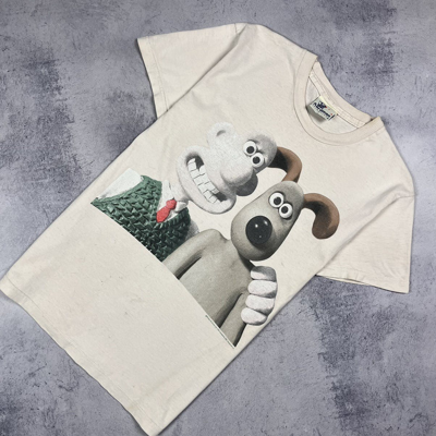 Pre-owned Cartoon Network X Vintage Wallace & Gromit Cartoon Tee 1989 In White