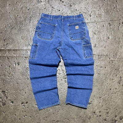 Pre-owned Carhartt X Vintage Crazy Vintage Carhartt Baggy Skater Carpenter Workwear Jeans In Blue