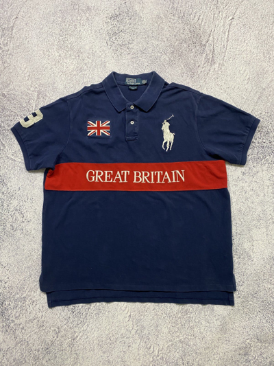 Pre-owned Polo Ralph Lauren X Vintage Polo Ralph Laurent Great Britain Polo T-shirt In Navy