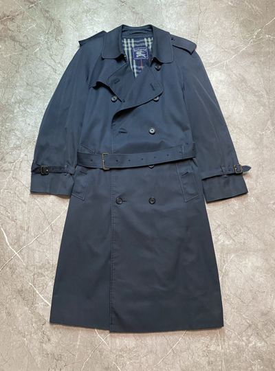 Pre-owned Burberry X Vintage Burberrys Of London Nova Check Trench Coat Navy